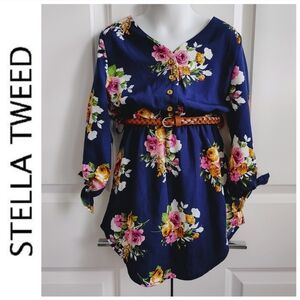 Floral Peplum Blouse with Belt